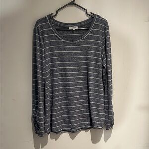 Blue and White Striped Long Sleeve Tee